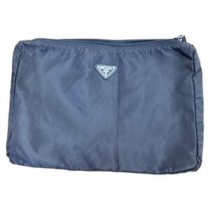Prada Black Nylon Triangle Logo Cosmetic Bag
